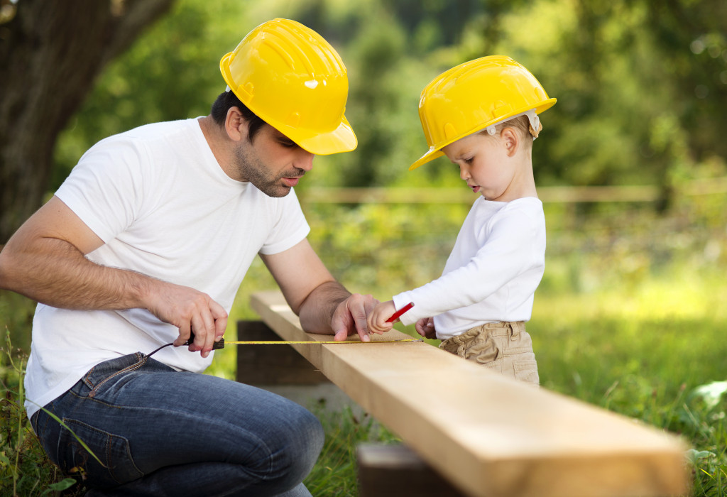 father and son building project
